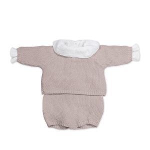 SET/ TRICOT JERSEY + RANITA + BODY  BAMBULA ROSA 0-1M/56 CM