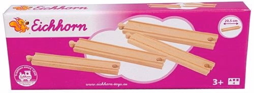 Vías rectas para ampliación de circuitos de tren de madera - Eichhorn 1080