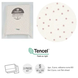 TRÍPTICO SÁBANAS CUNA 60 60x120x1 CM FLOR ROSA