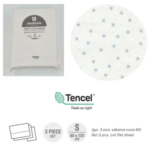TRÍPTICO SÁBANAS CUNA 60 60x120x1 CM ESTRE CELESTE