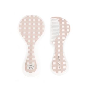 CEPILLO Y PEINE BEBE CUADRO ROSA