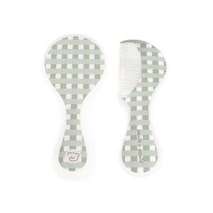 CEPILLO Y PEINE BEBE CUADRO VERDE