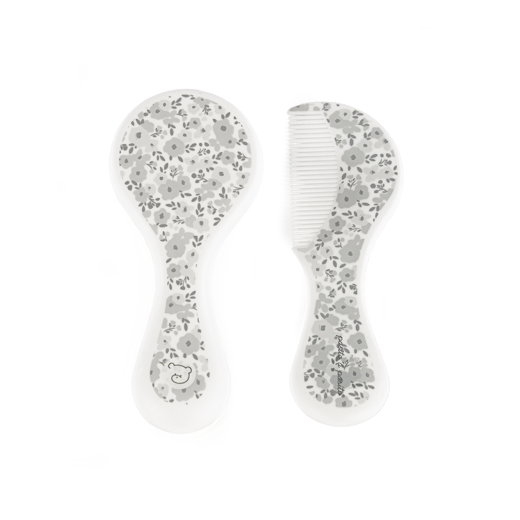 CEPILLO Y PEINE BEBE FLOR GRIS