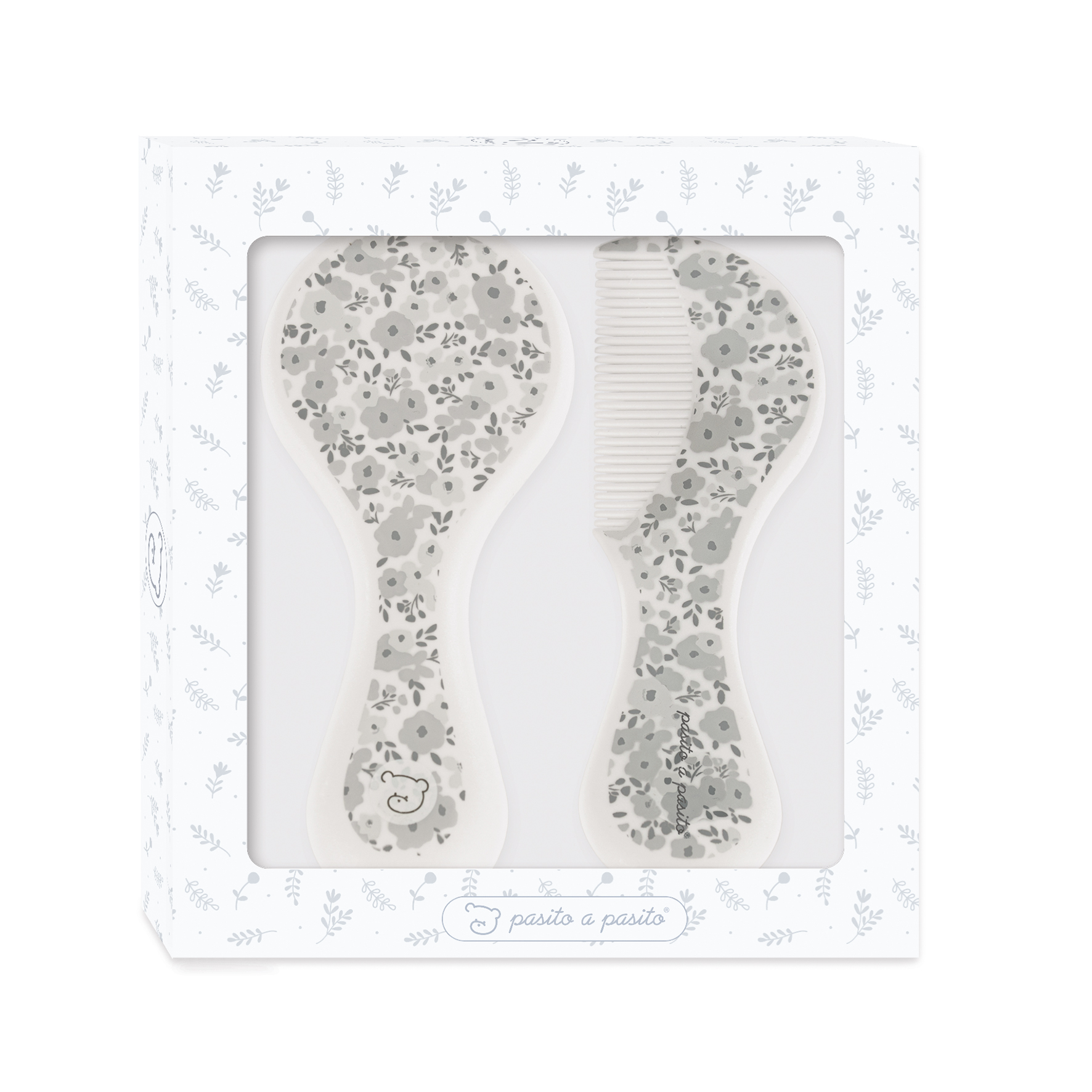 CEPILLO Y PEINE BEBE FLOR GRIS - Imagen 3
