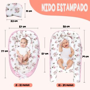 Cojín Nido Para Bebé Algodón Estampado Antialérgico